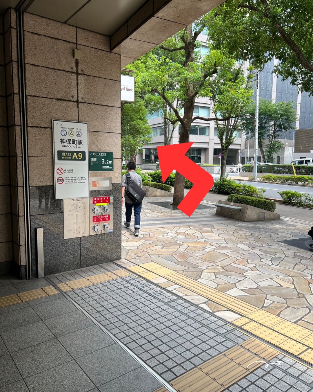 神保町院への道順 STEP2:A9出口を出たら、右手前方向へ進みます。